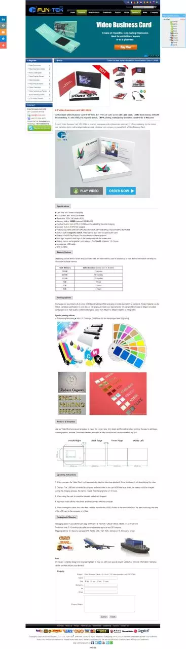 Page 1 of 1, 2.4 inch Video Business Card VBC 024M