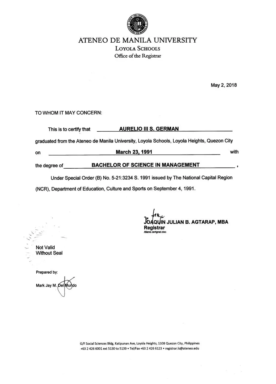 Document preview - ADMU_Certification.pdf - Page 1/1