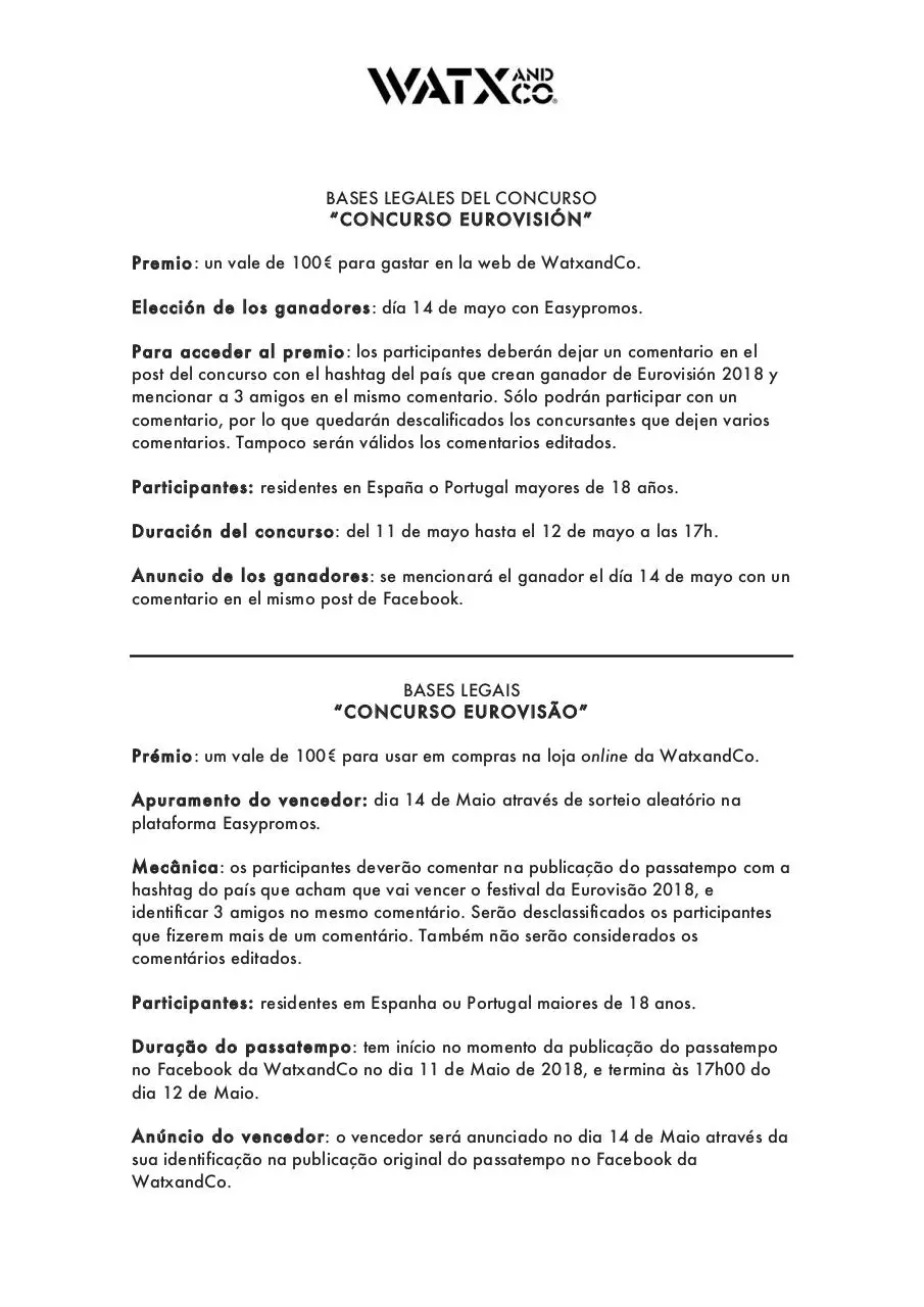 Document preview - BASES LEGAIS_PASSATEMPO EUROVISÃO_pt-es.pdf - Page 1/1