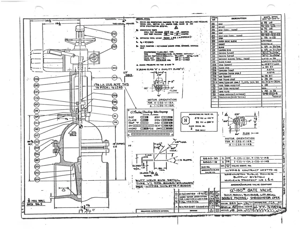 Page 1 of 1, 12in~150~A D~GateValve~Drawing