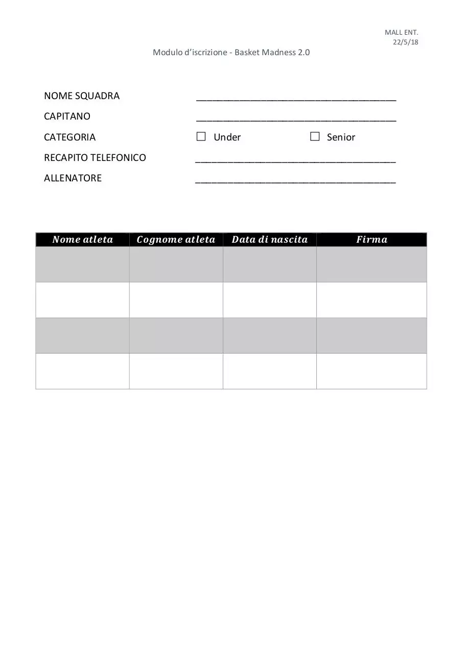 Page 1 of 1, Modulo Iscrizione