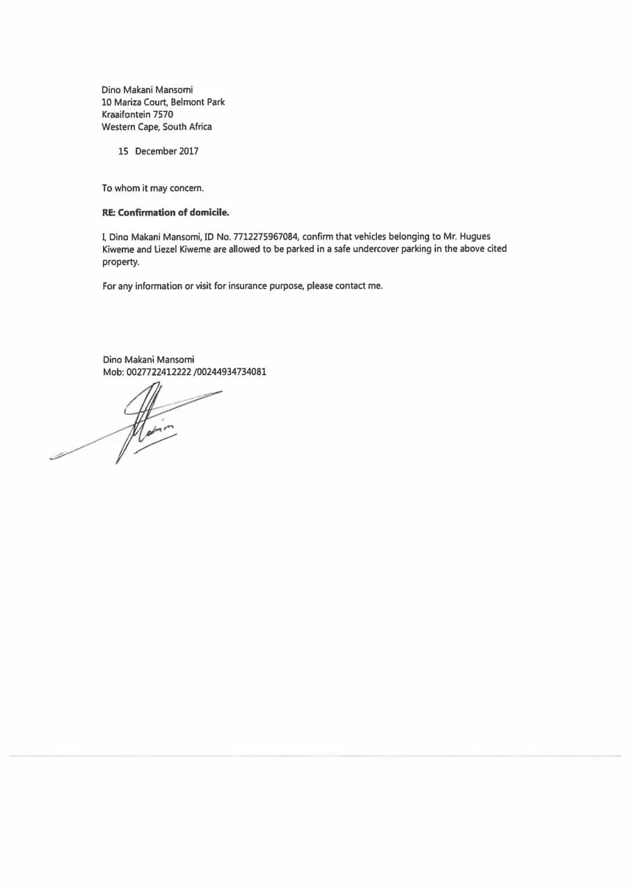Page 1 of 1, proof of address