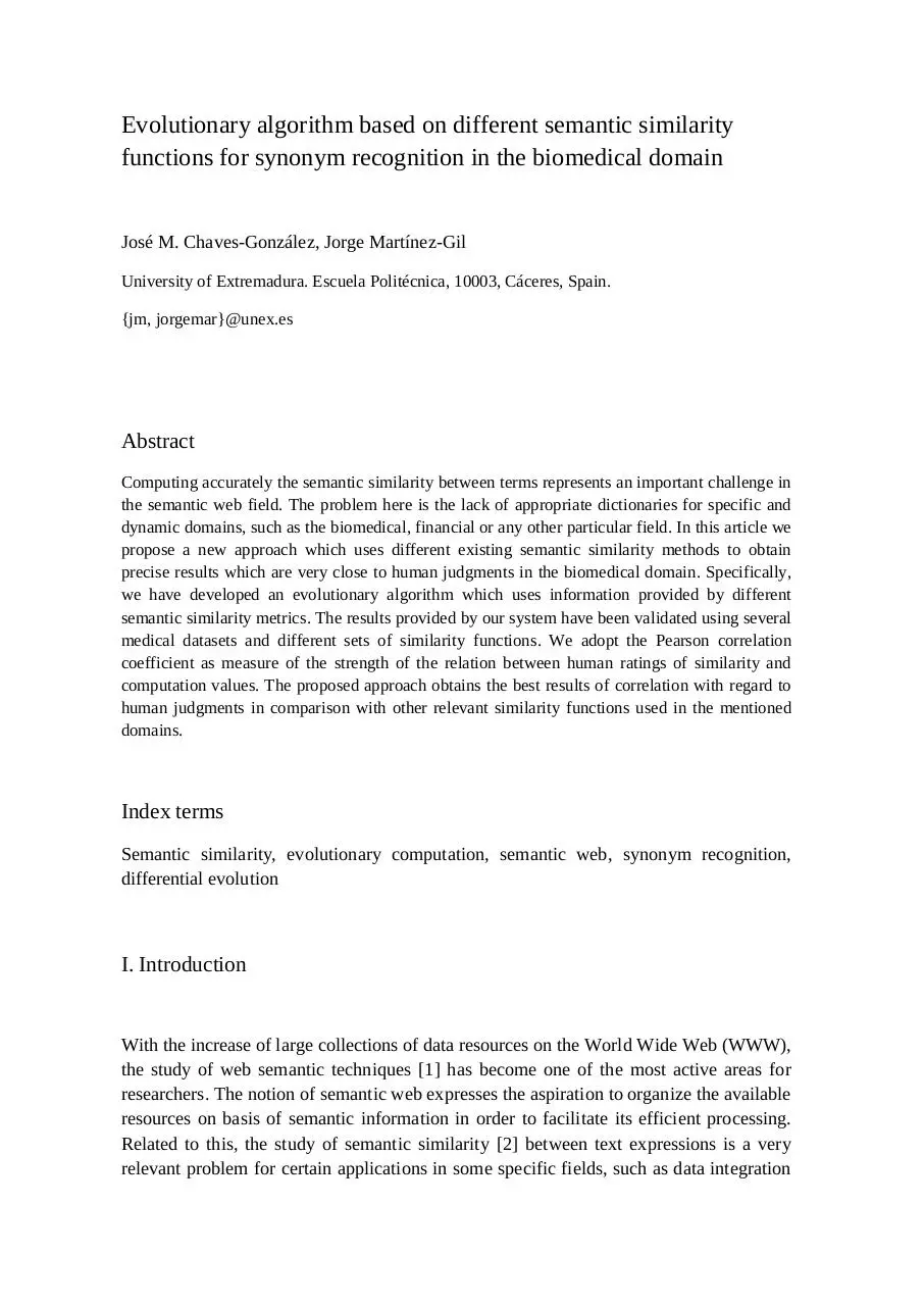 Page 1 of 18, Biomedical Semantic Similarity