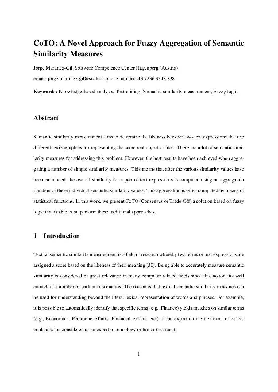 Page 1 of 27, Fuzzy Aggregation Semantic Similarity