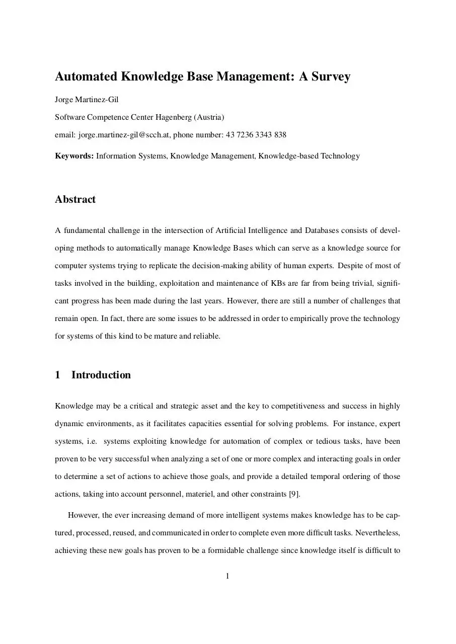 Page 1 of 22, Knowledge Base Management
