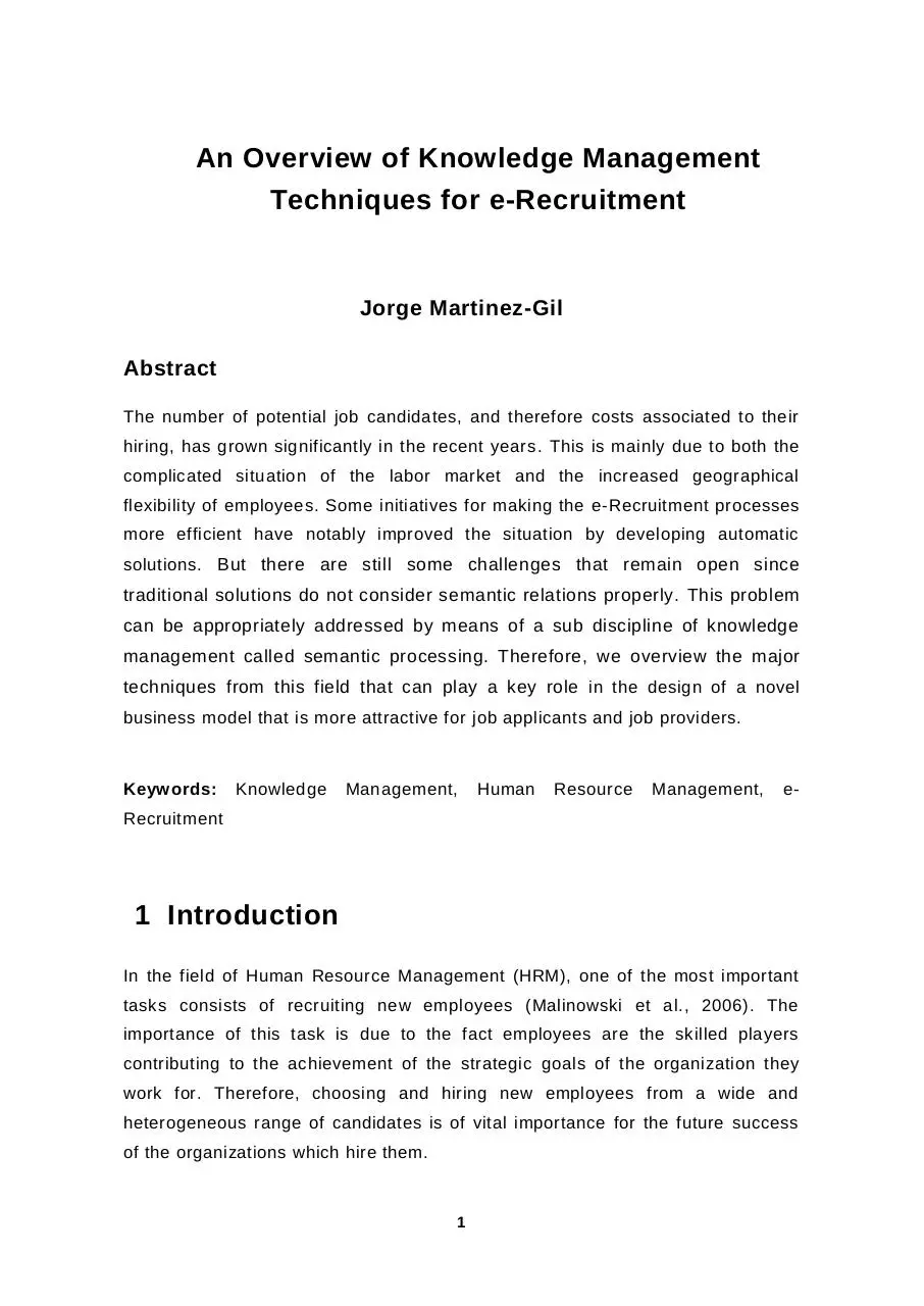 Page 1 of 21, Knowledge Management Recruitment