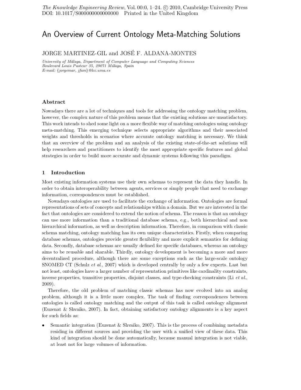 Page 1 of 21, Ontology Meta Matching Survey