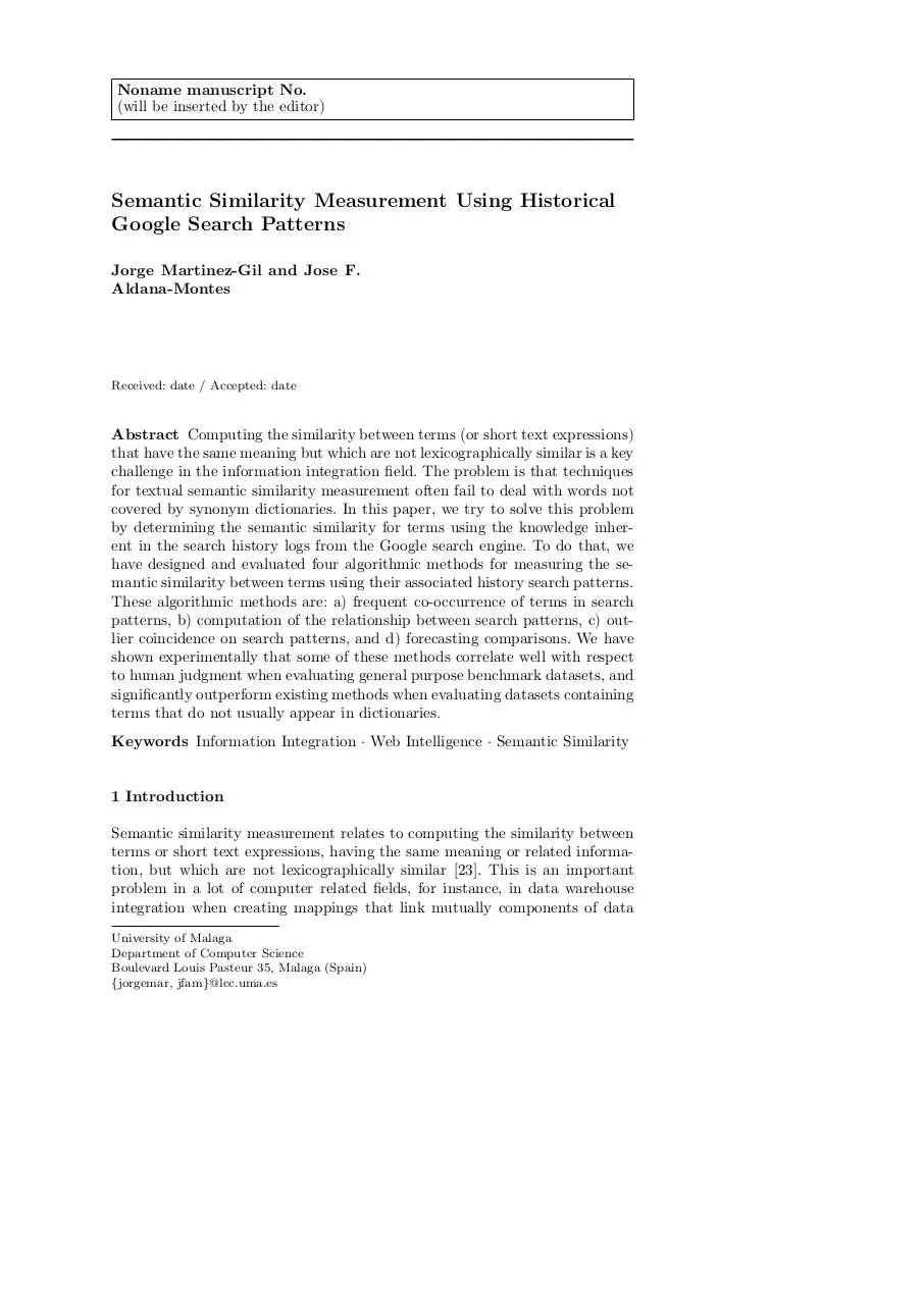 Page 1 of 20, Semantic Similarity Using Google