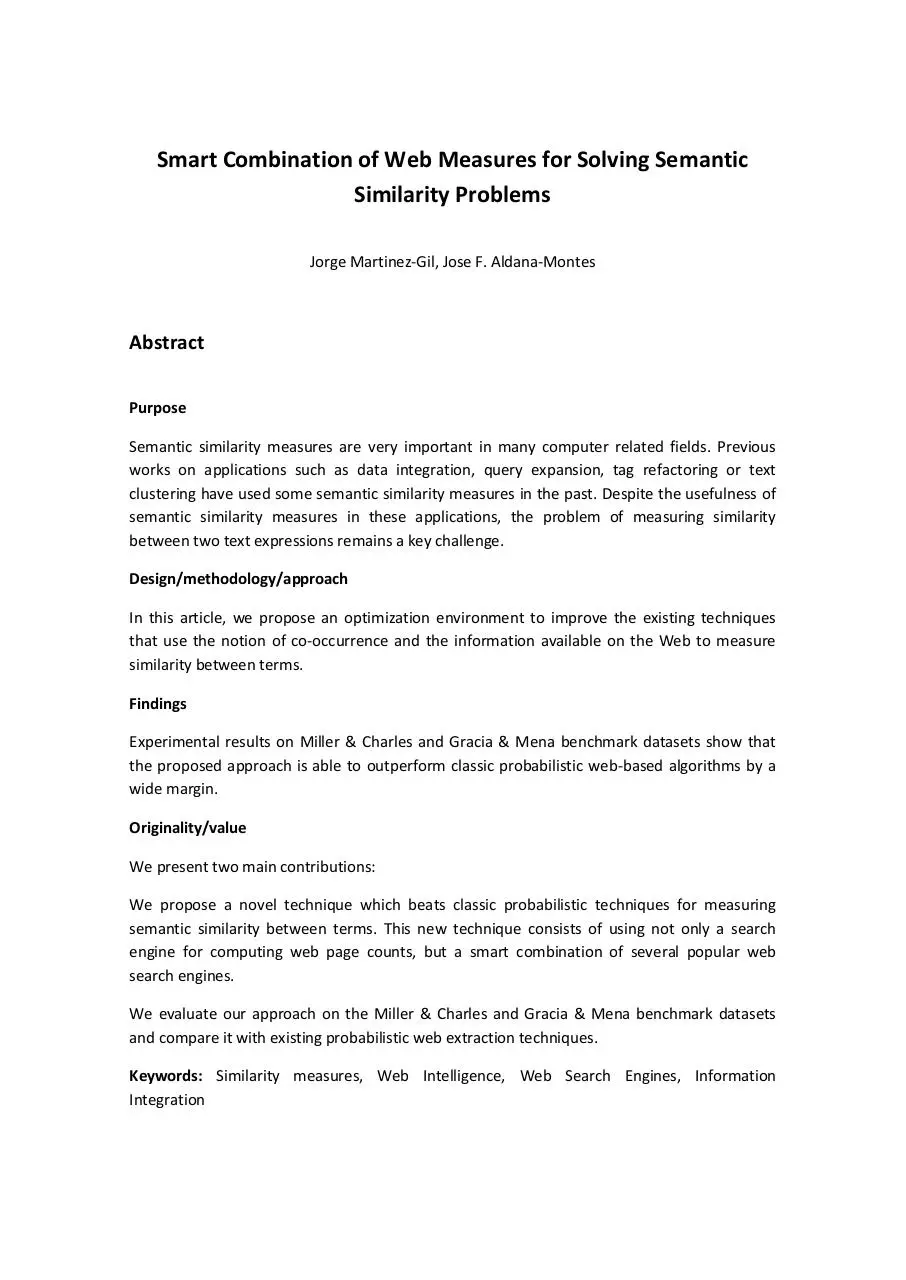 Page 1 of 16, Semantic Similarity Using Search Engines
