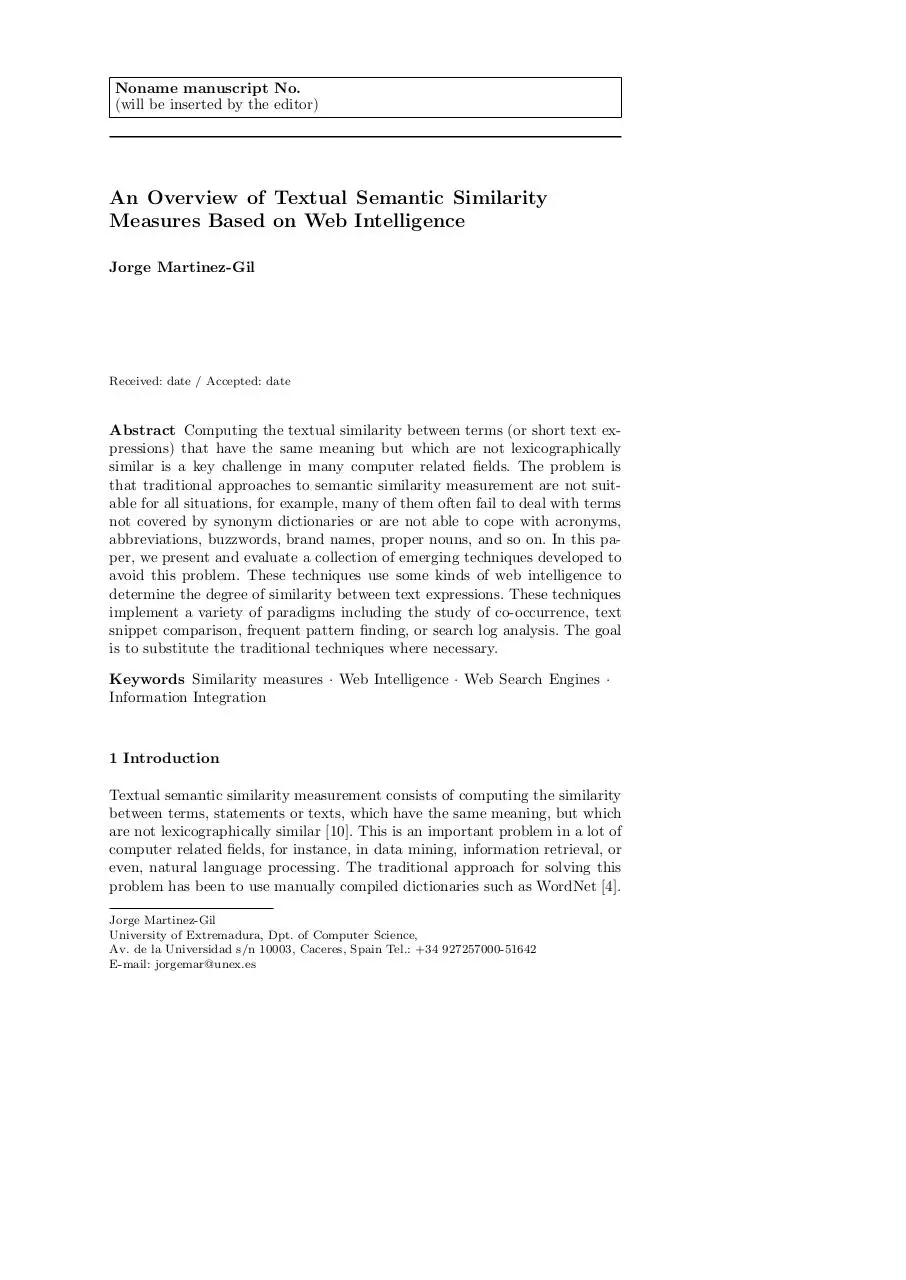 Page 1 of 11, Semantic Similarity Web Intelligence