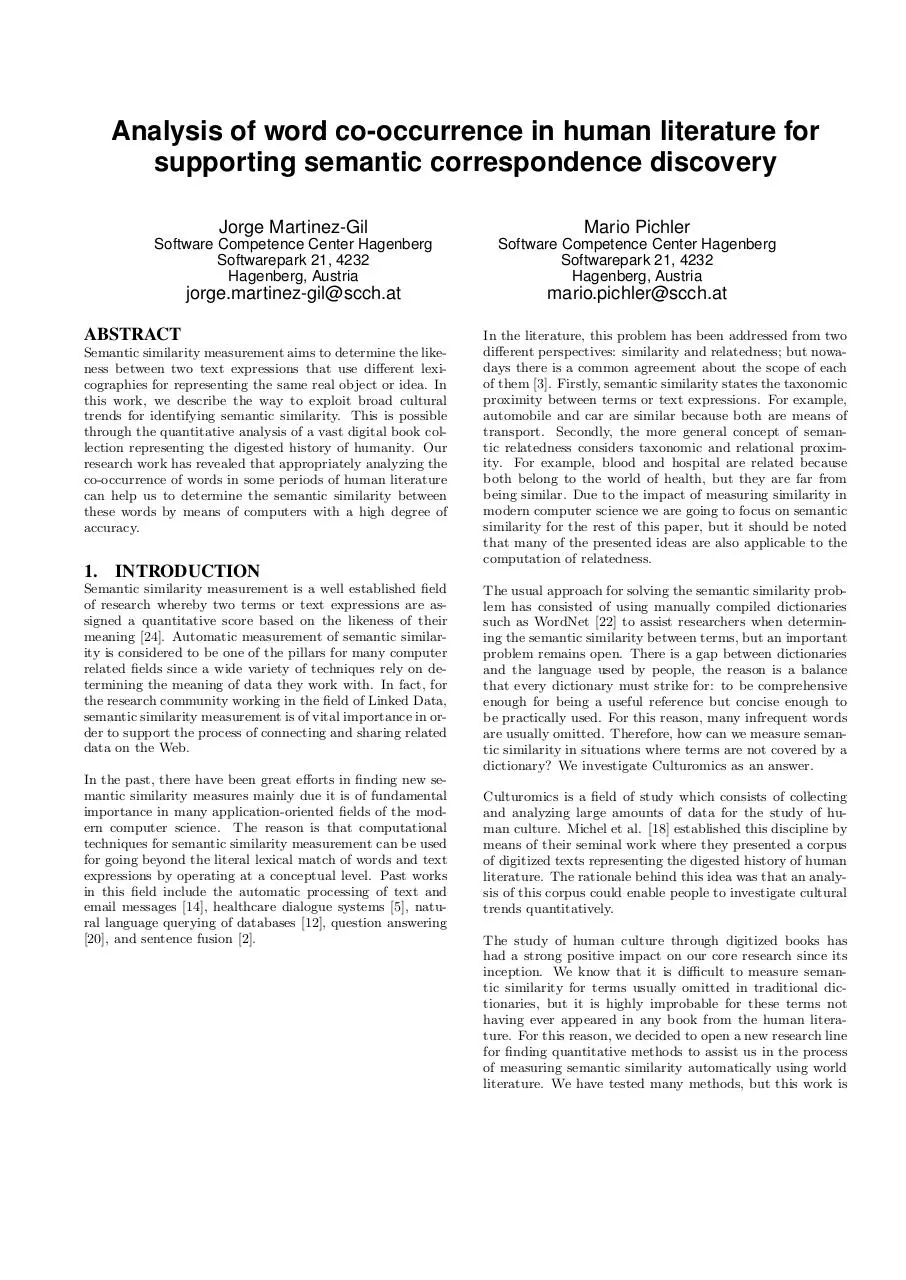 Page 1 of 7, Word Co Occurrence Literature