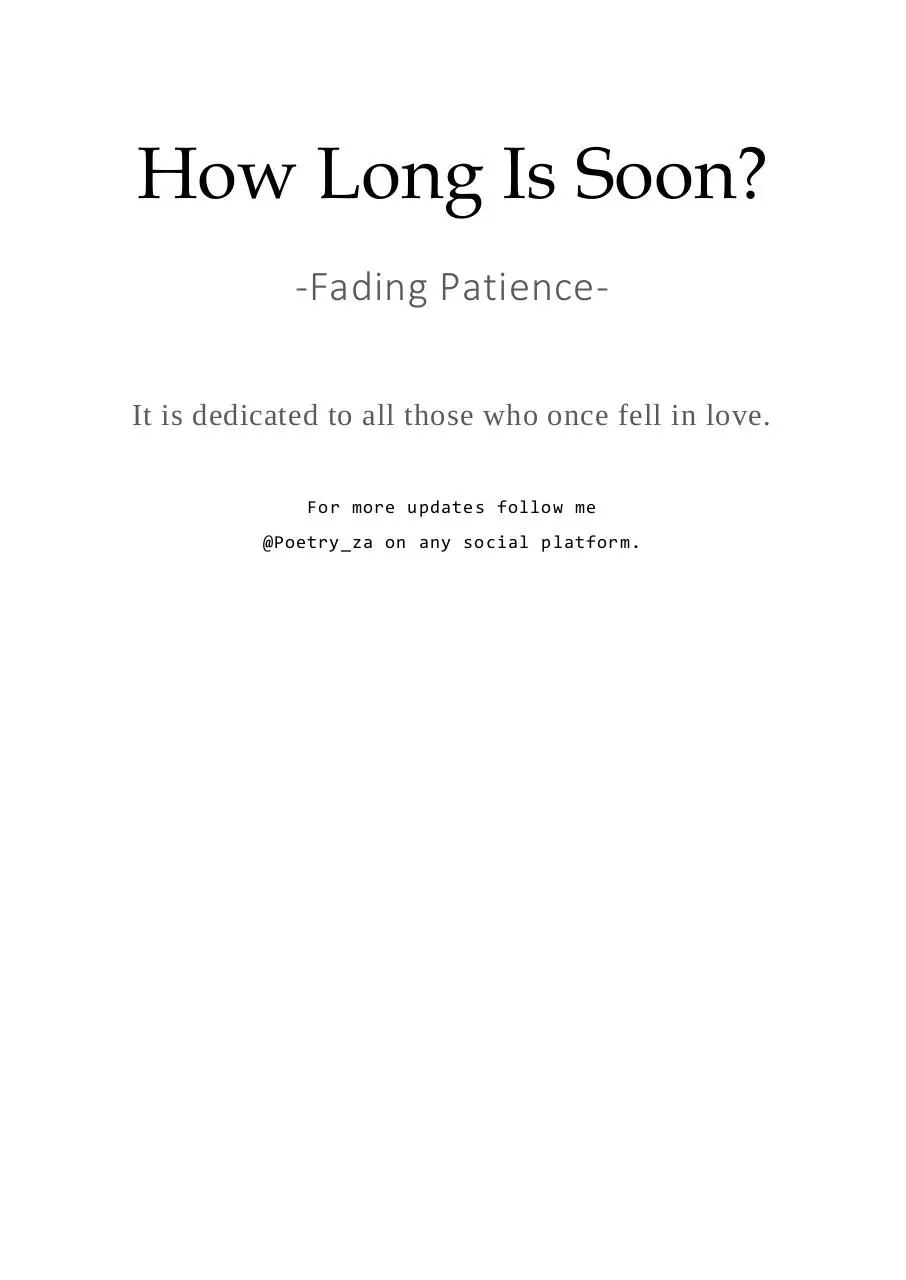 Page 1 of 27, How Long Is Soon Manuscript