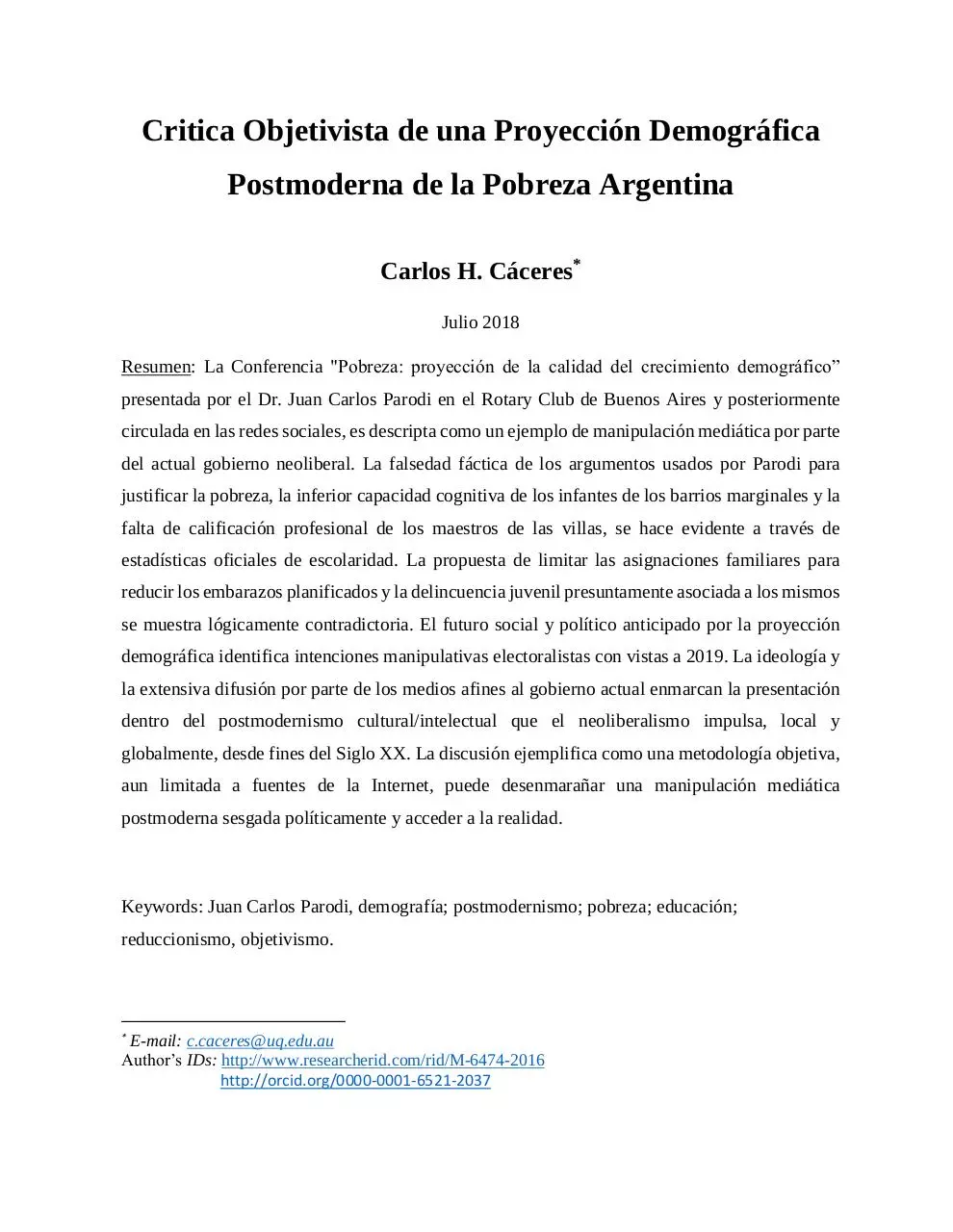 Page 1 of 17, Critica Objetivista de una Proyección Postmoderna