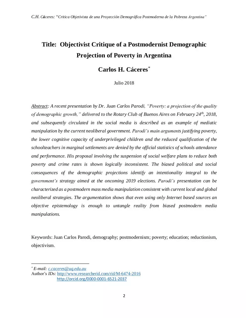 Page 2 of 17, Critica Objetivista de una Proyección Postmoderna