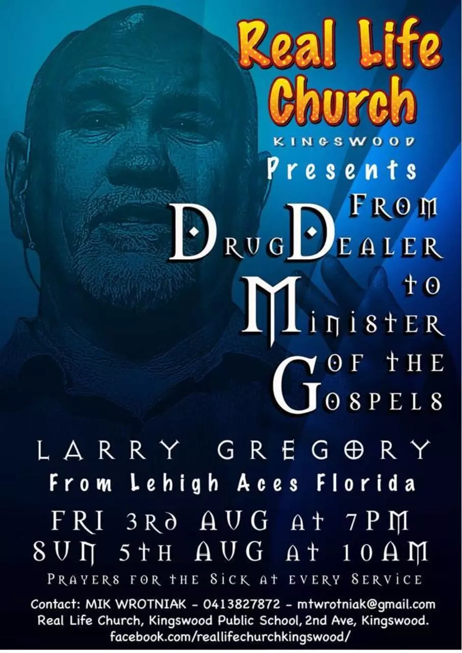 Page 1 of 1, Larry Gregory handbill