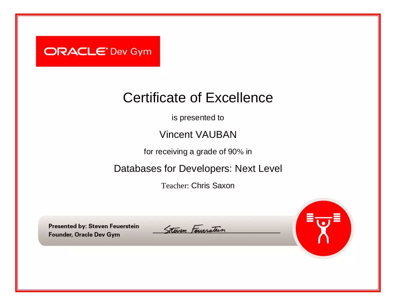 Page 1 of 1, classcertofexcellence