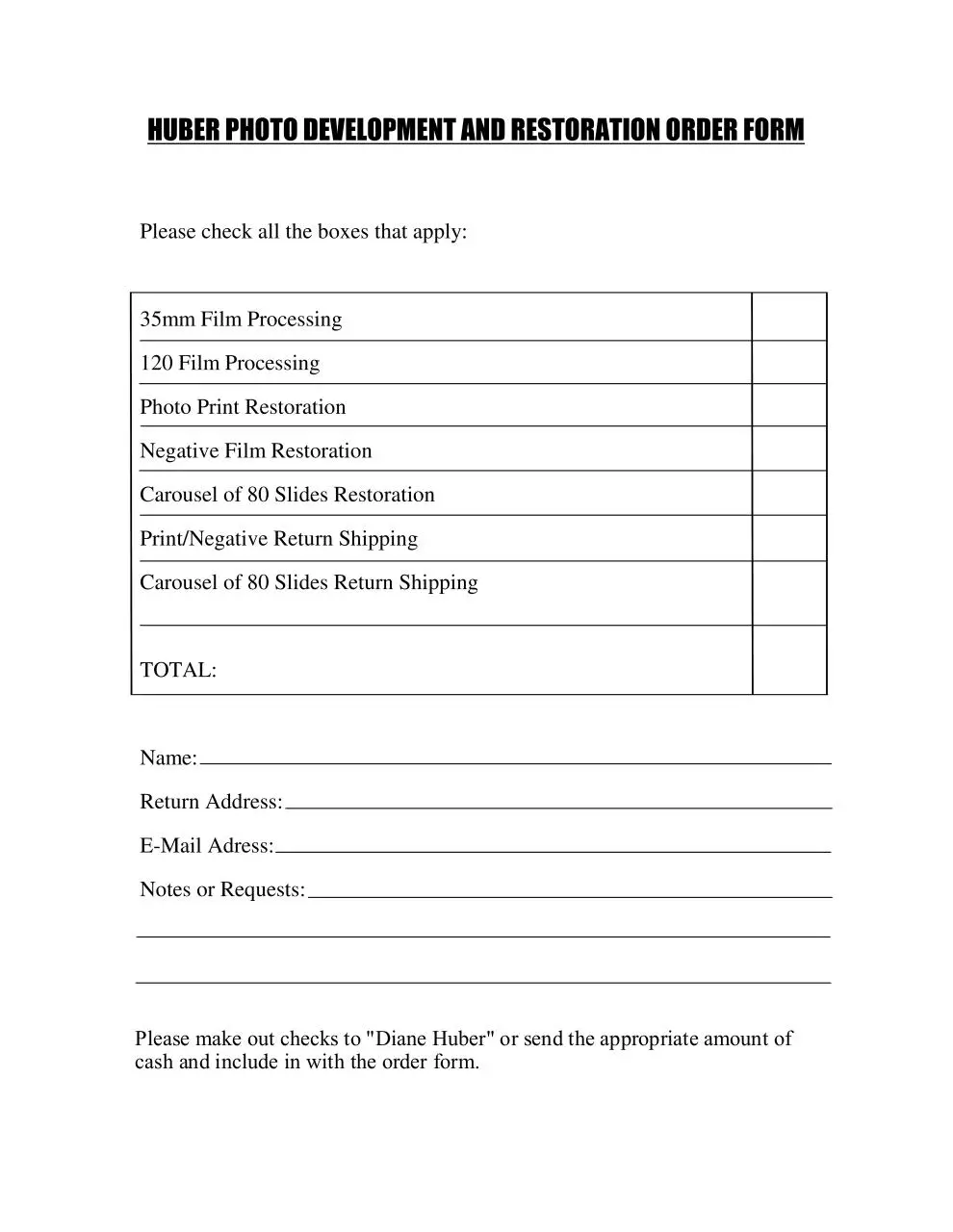 Page 1 of 1, Order Form