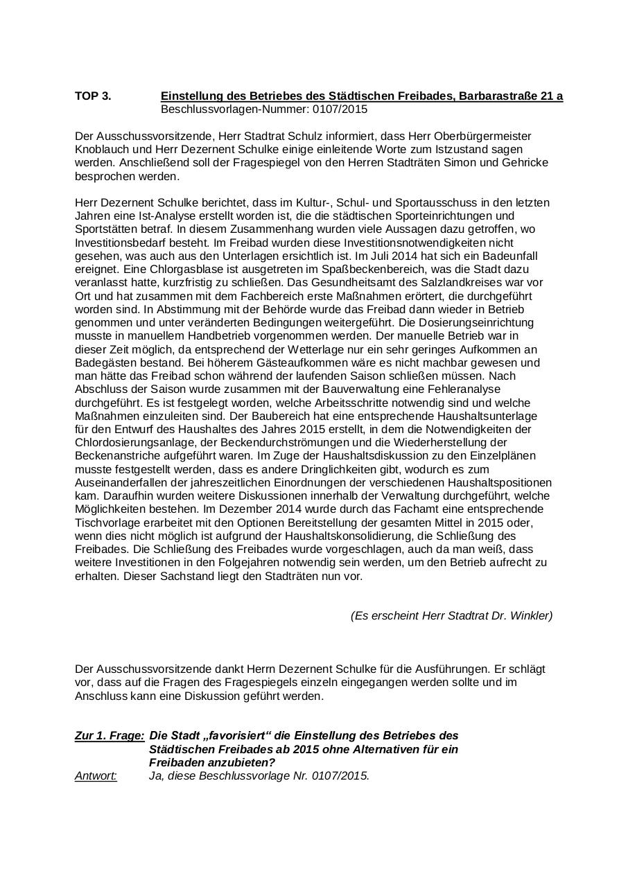 Protokollauszug aus dem Bauausschuss zur Vorlage aus 2015 - erste Einstellung des Betriebs des Freibades.pdf - page 1/17