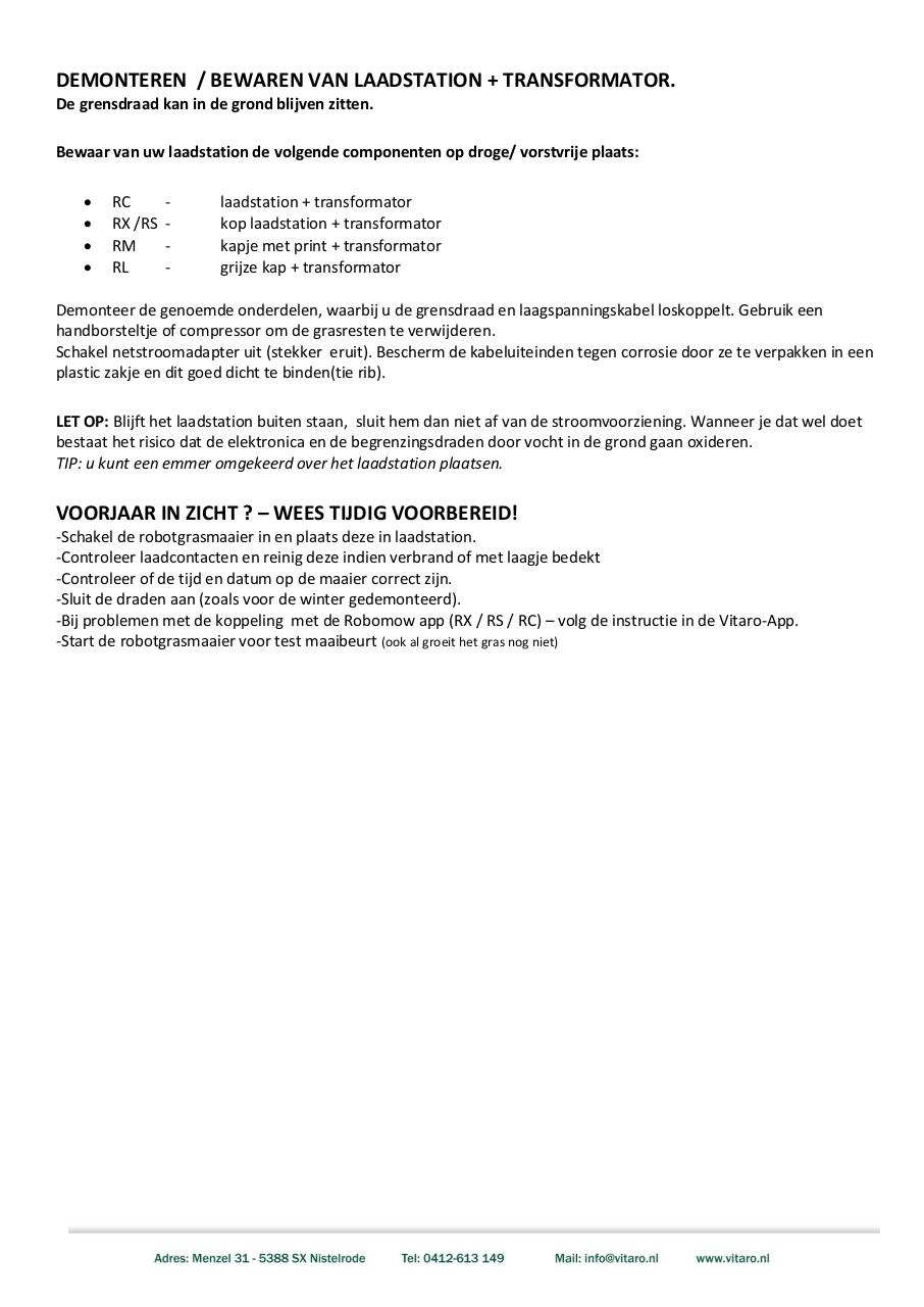 Document preview Instructie winteropslag Robomow .pdf - page 2/2