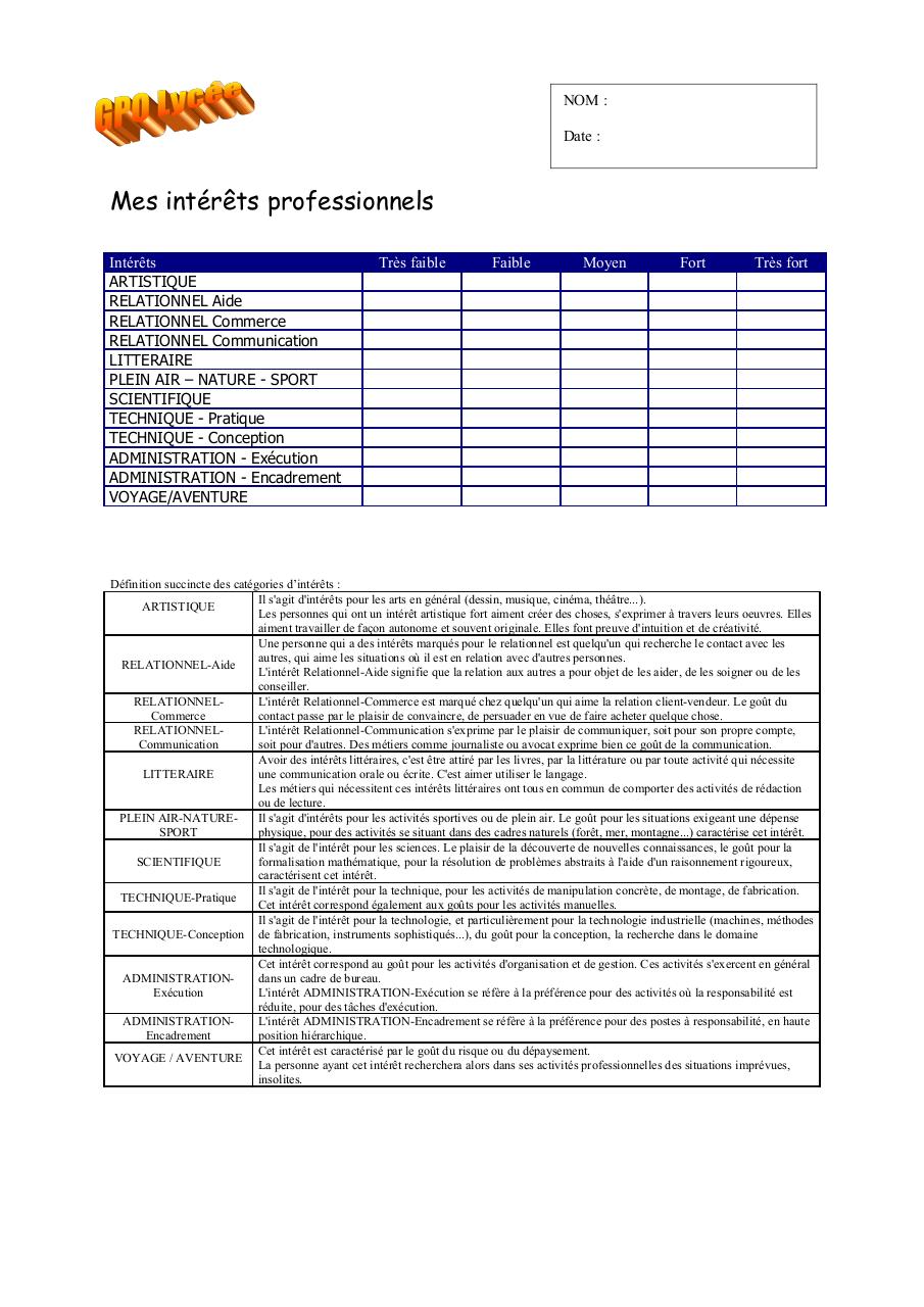 Document preview Mes intÃ©rÃªts professionnels.pdf - page 1/1