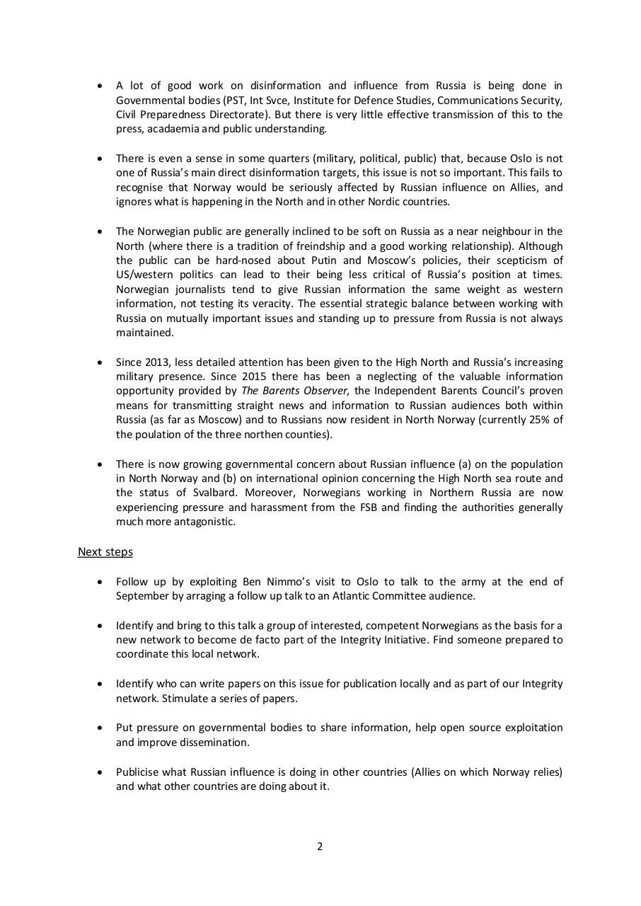 Document preview Active Measures CND Integrity Initiative visit to Oslo.pdf - page 2/3