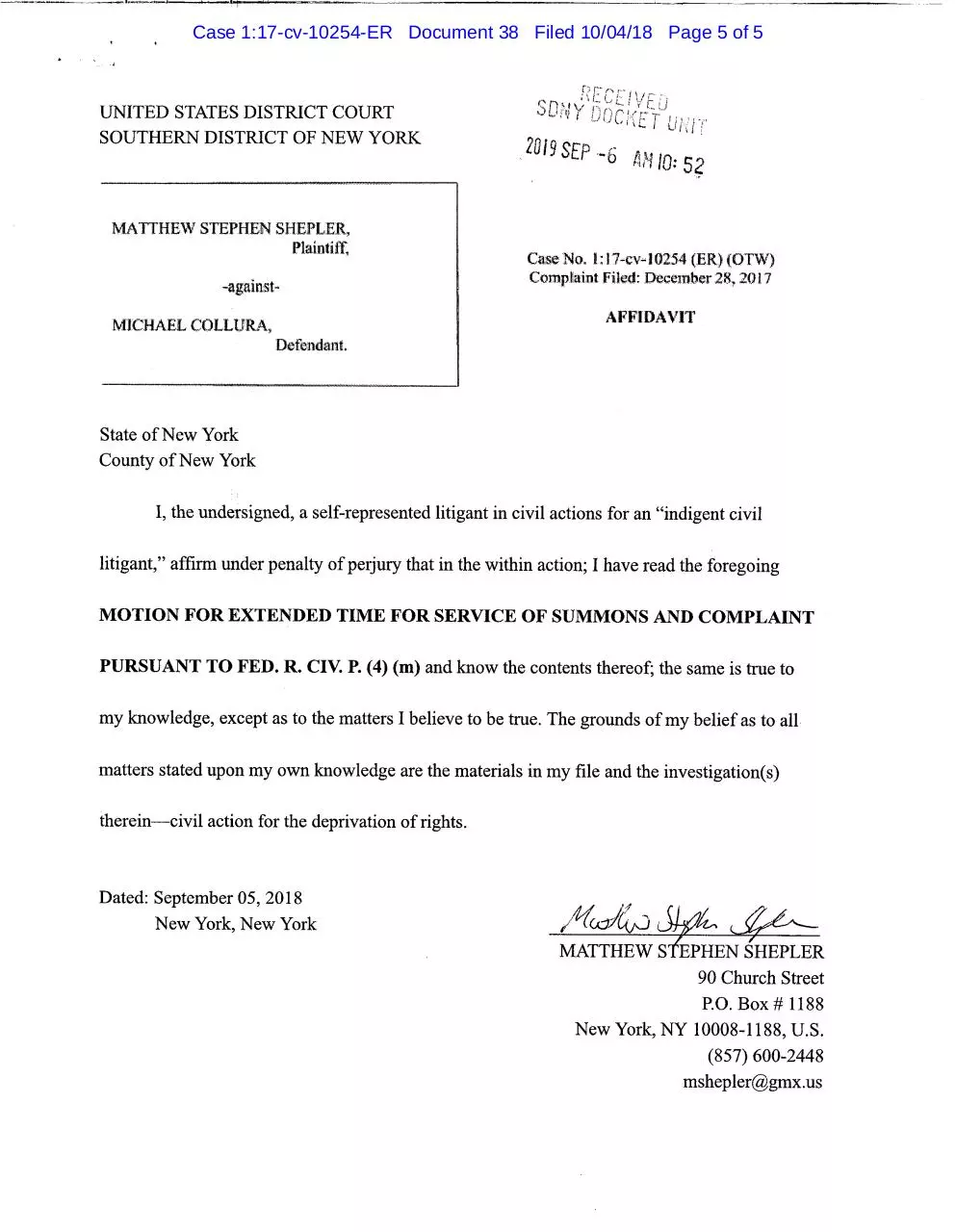 Page 5 of 5, Shepler.motion for extension of time