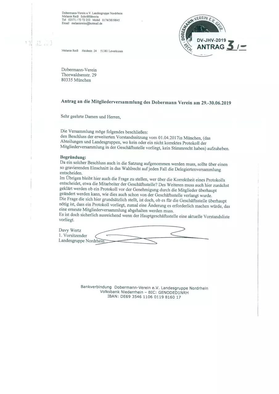 Page 5 of 42, 1 ANTRÄGE JHV 2019