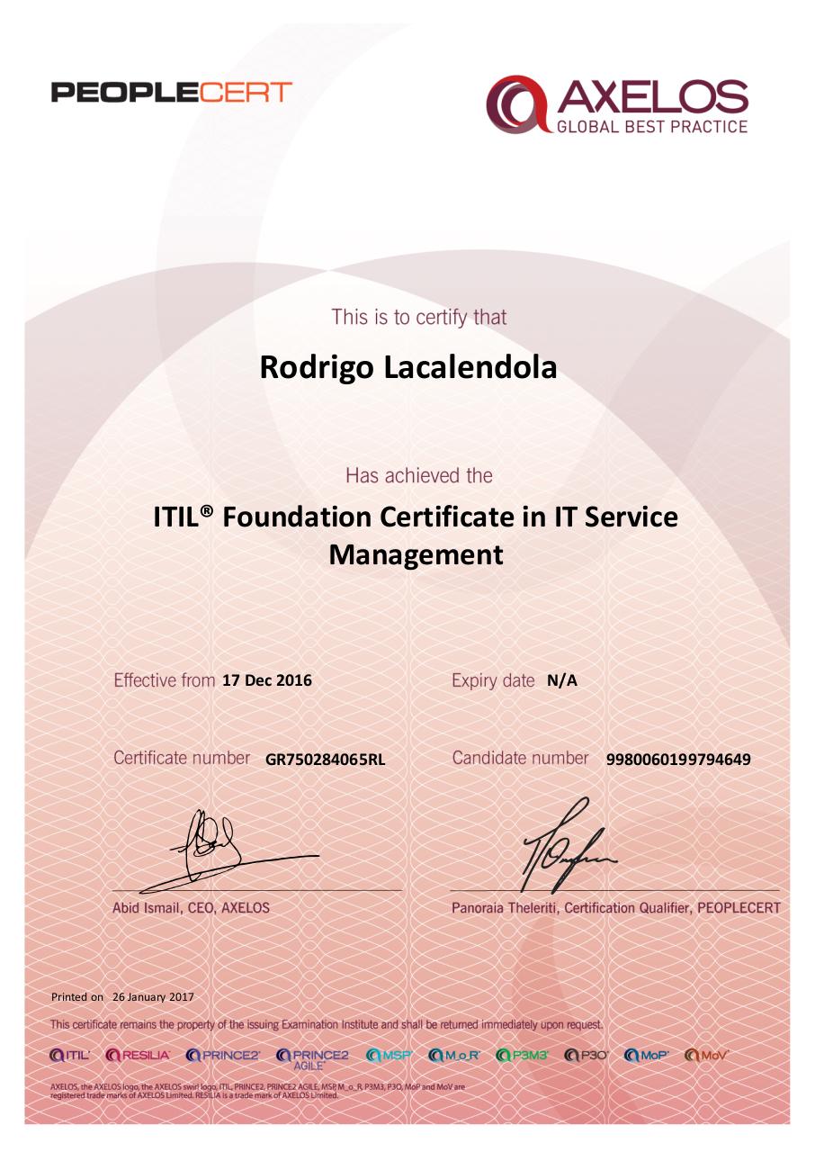 Document preview Certificado ITIL v3 - Rodrigo Lacalendola.pdf - page 1/1