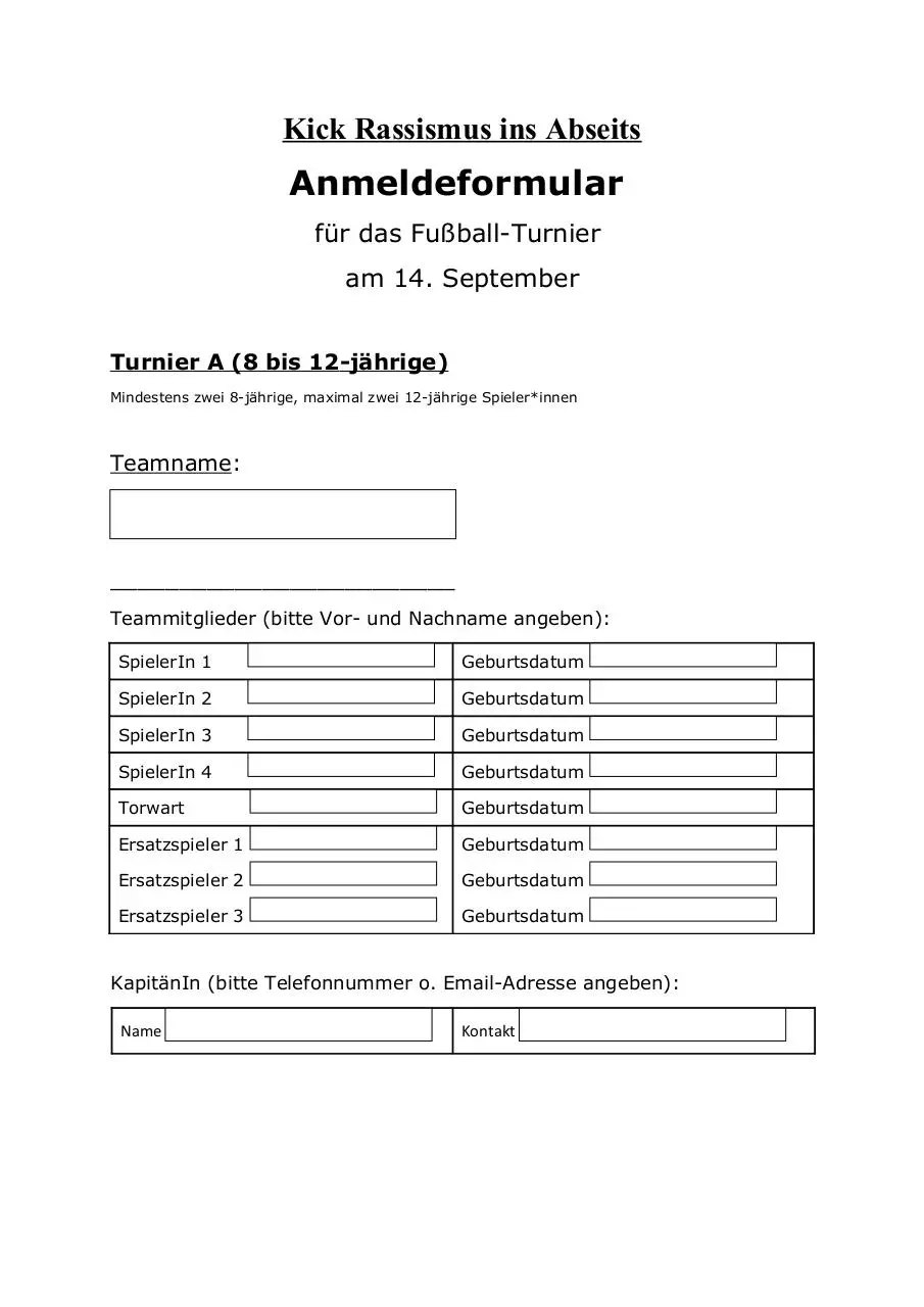 Page 1 of 2, Turnier A Anmeldeformular Kick Rassismus ins Abseitsss