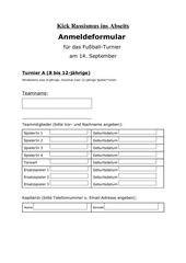 Page 1, Turnier A Anmeldeformular Kick Rassismus ins Abseitsss