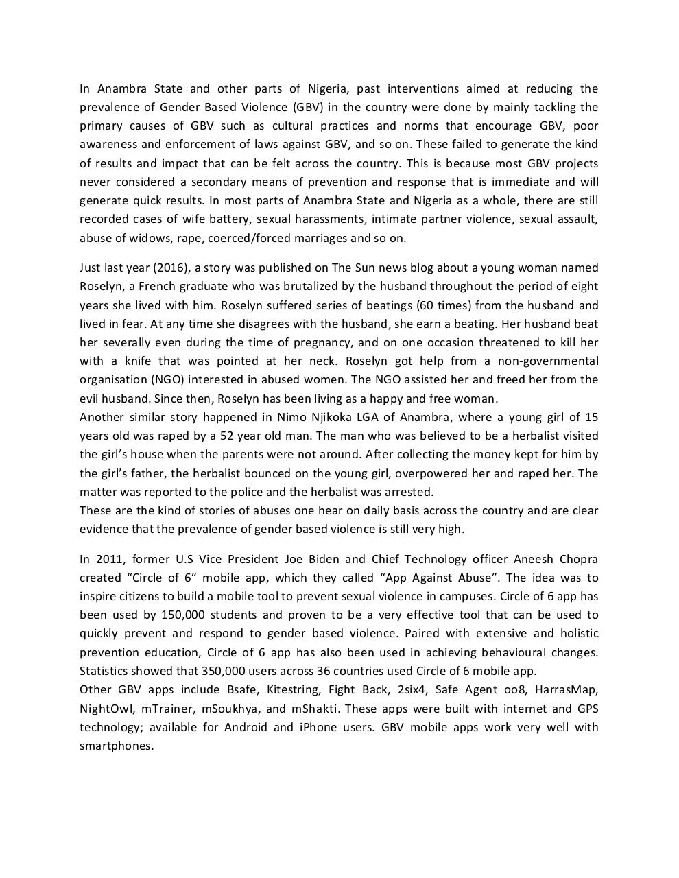 Document preview Mobile App â€“ A Secondary Solution to Gender Based Violence (GBV).pdf - page 2/5