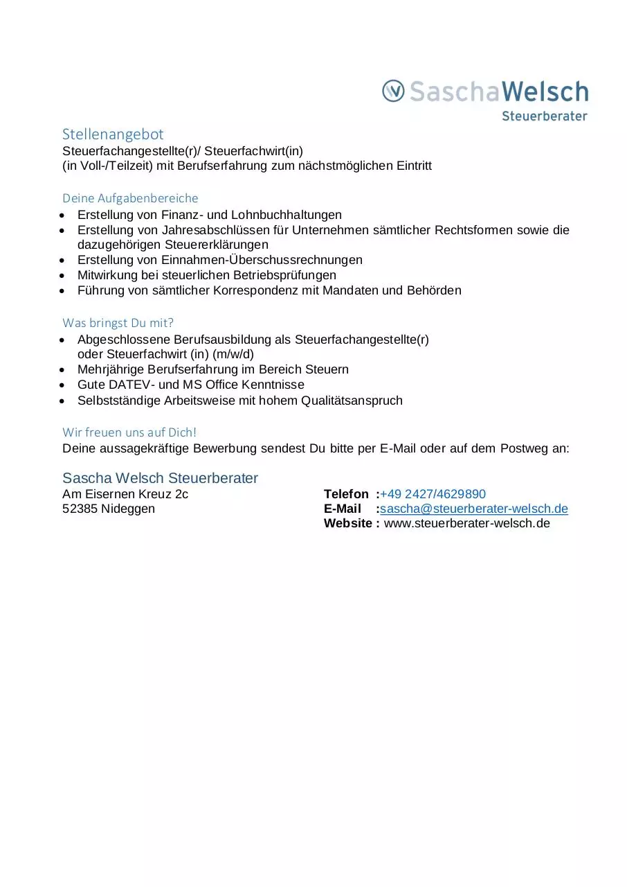 Page 1 of 1, Stellenangebot pdf