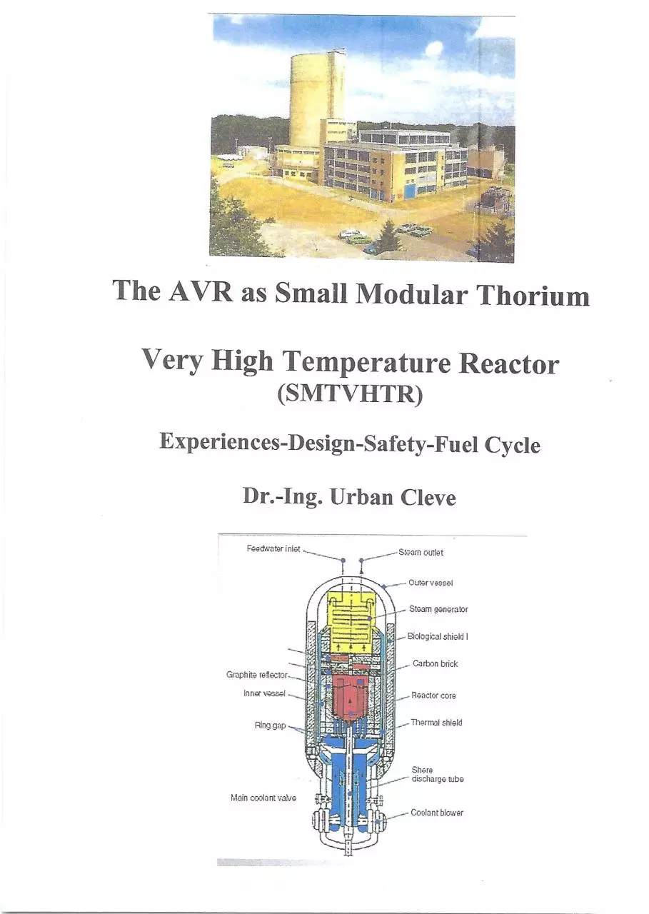 Page 1 of 6, The AVR as Small Modular Thorium Very High Temperature Reactor