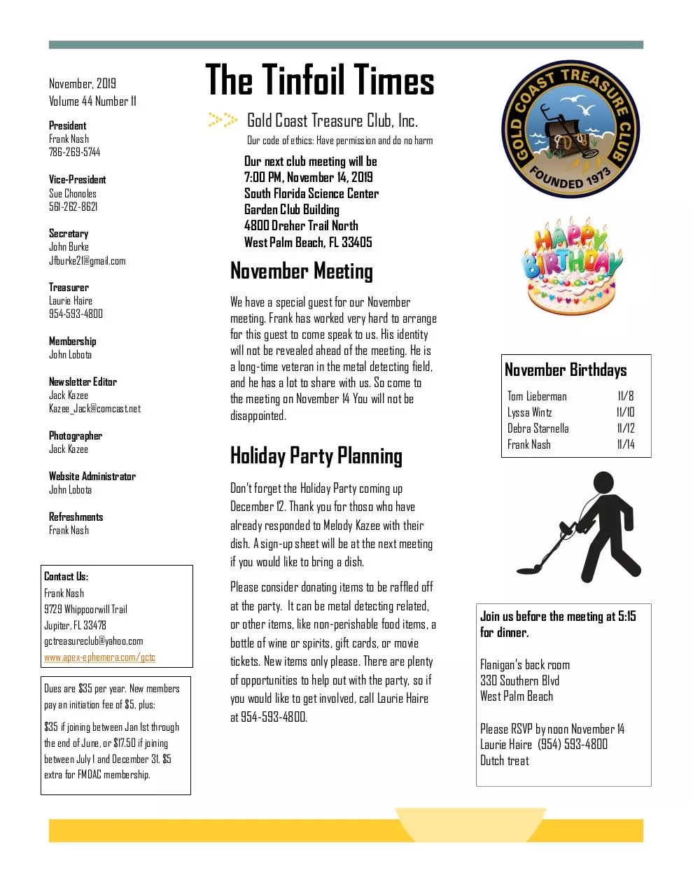Page 1 of 6, 2019 November GCTC Newsletter