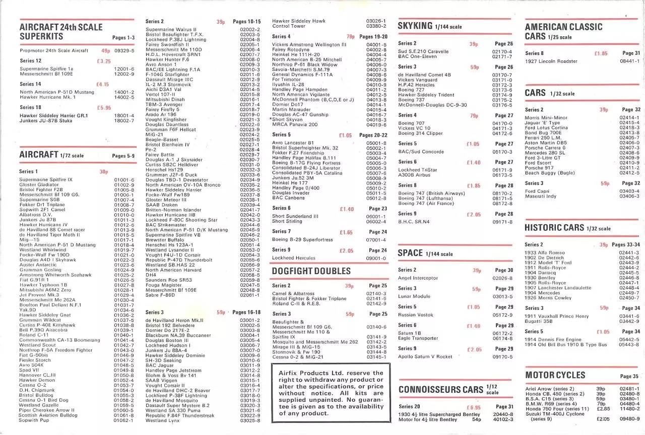 Page 2 of 4, Airfix Price List 1976 1st Ed. v1