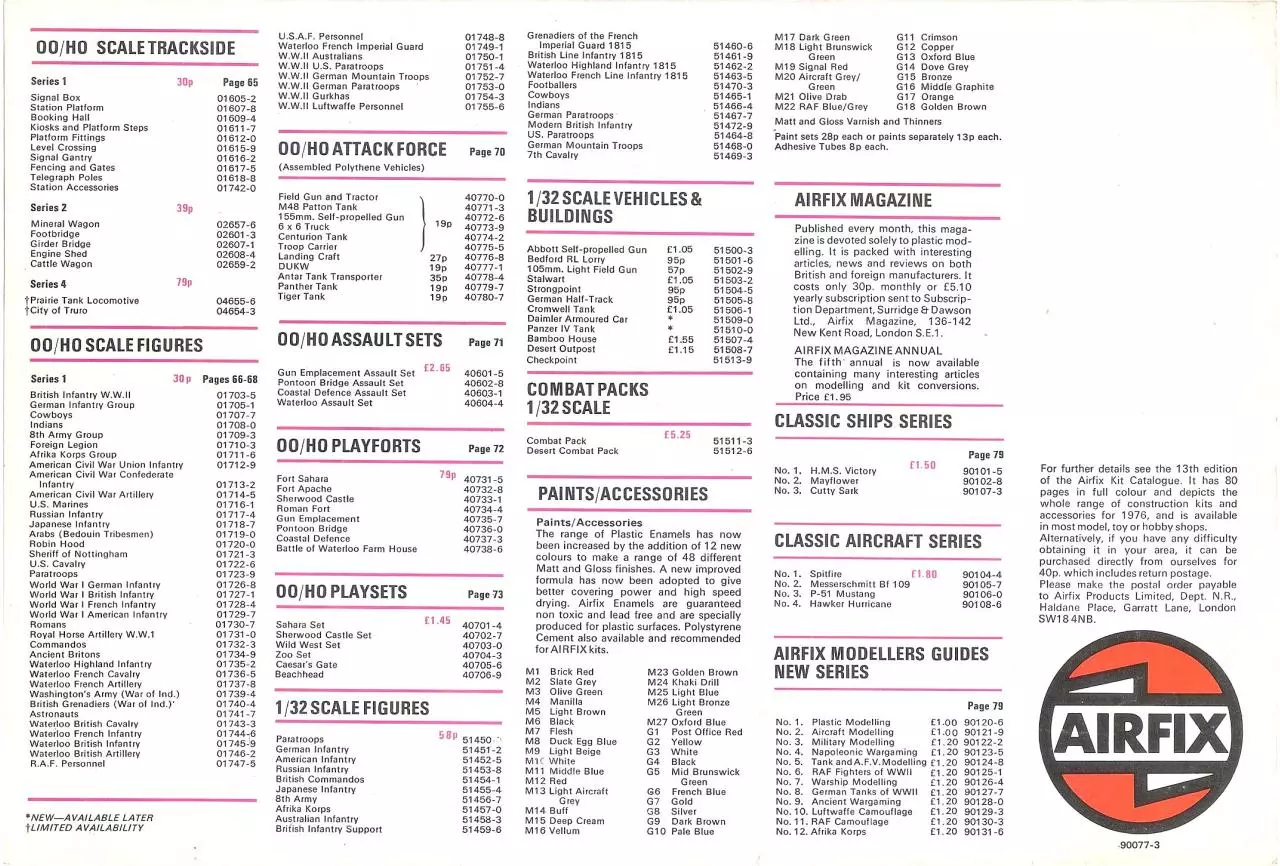 Page 4 of 4, Airfix Price List 1976 1st Ed. v2