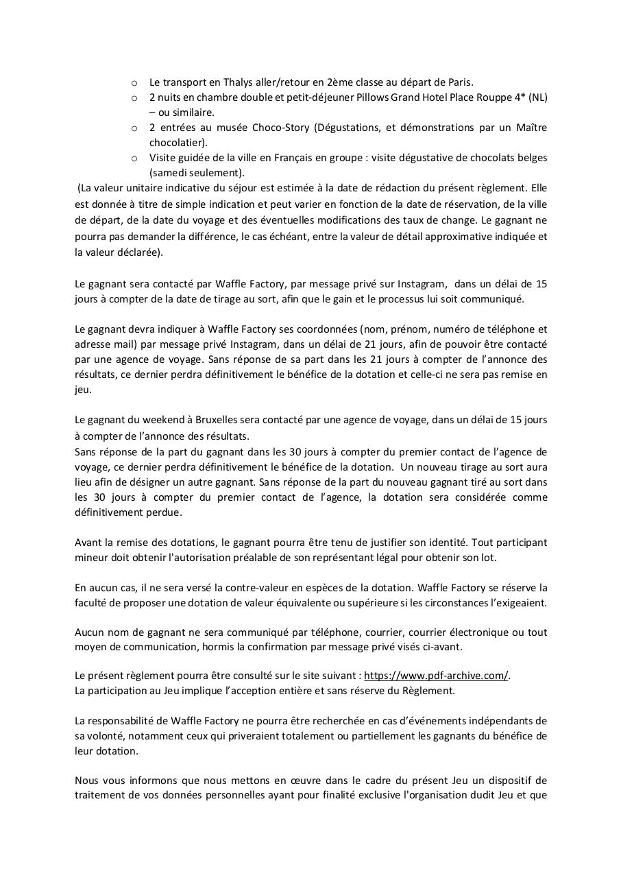 Document preview RÃ¨glement Jeu Concours Noel Waffle Factory x Fuzetea.pdf - page 2/3
