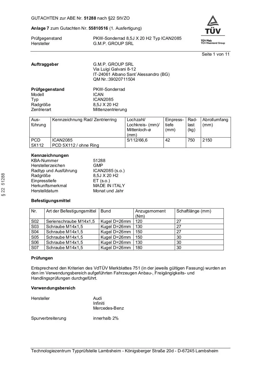 Page 1 of 11, AUDI INFINITI MERCEDES BENZ 00263675