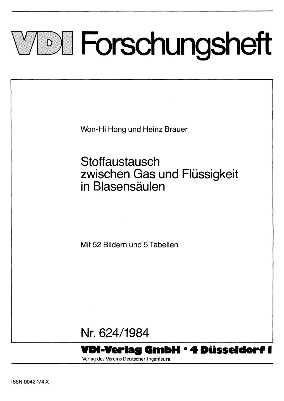 Won-Hi Hong und Heinz Brauer. Stoffaustausch zwischen Gas und FlÃ¼ssigkeit in BlasensÃ¤ulen.pdf - page 3/39