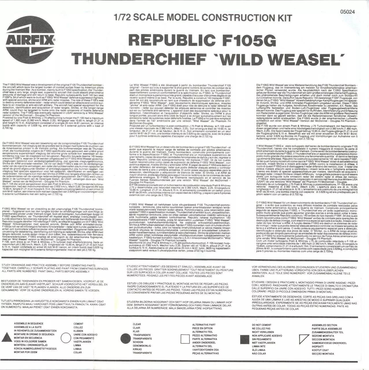 Page 1 of 7, Airfix 72 Republic F 105G Thunderchief 'Wild Weasel' (05024)