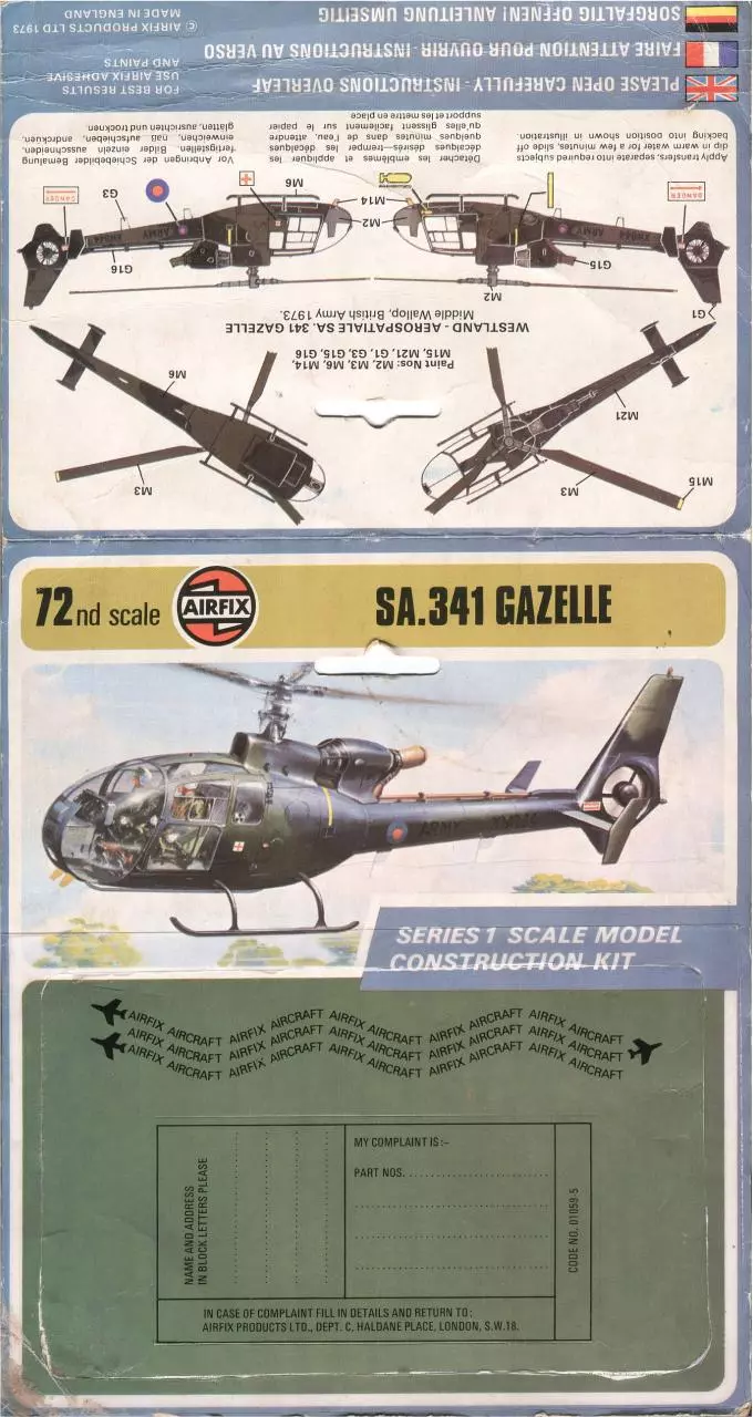 Page 2 of 2, Airfix 72 Westland Aérospatiale SA.341 Gazelle (01059 5)