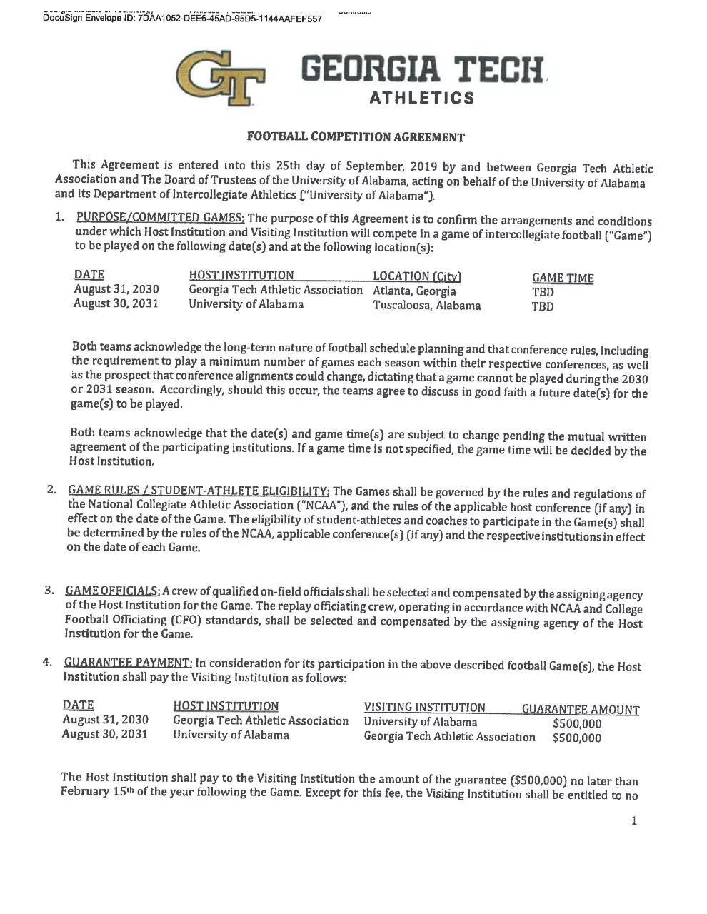 Page 1 of 4, GT Bama Contract