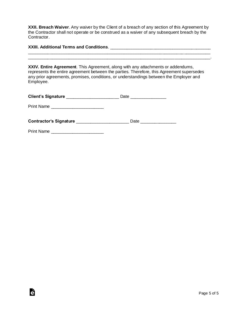 Document preview Independent-Contractor-Agreement.pdf - page 5/5