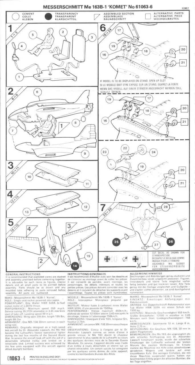 Page 1 of 2, Airfix 72 Messerschmitt Me 163B 1 'Komet' (61063 6)