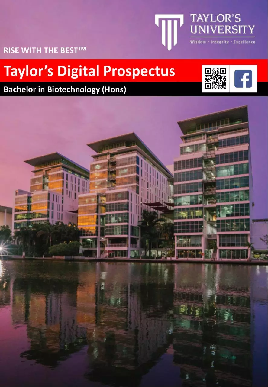 Page 1 of 22, Taylor's BT Digital Prospectus V3