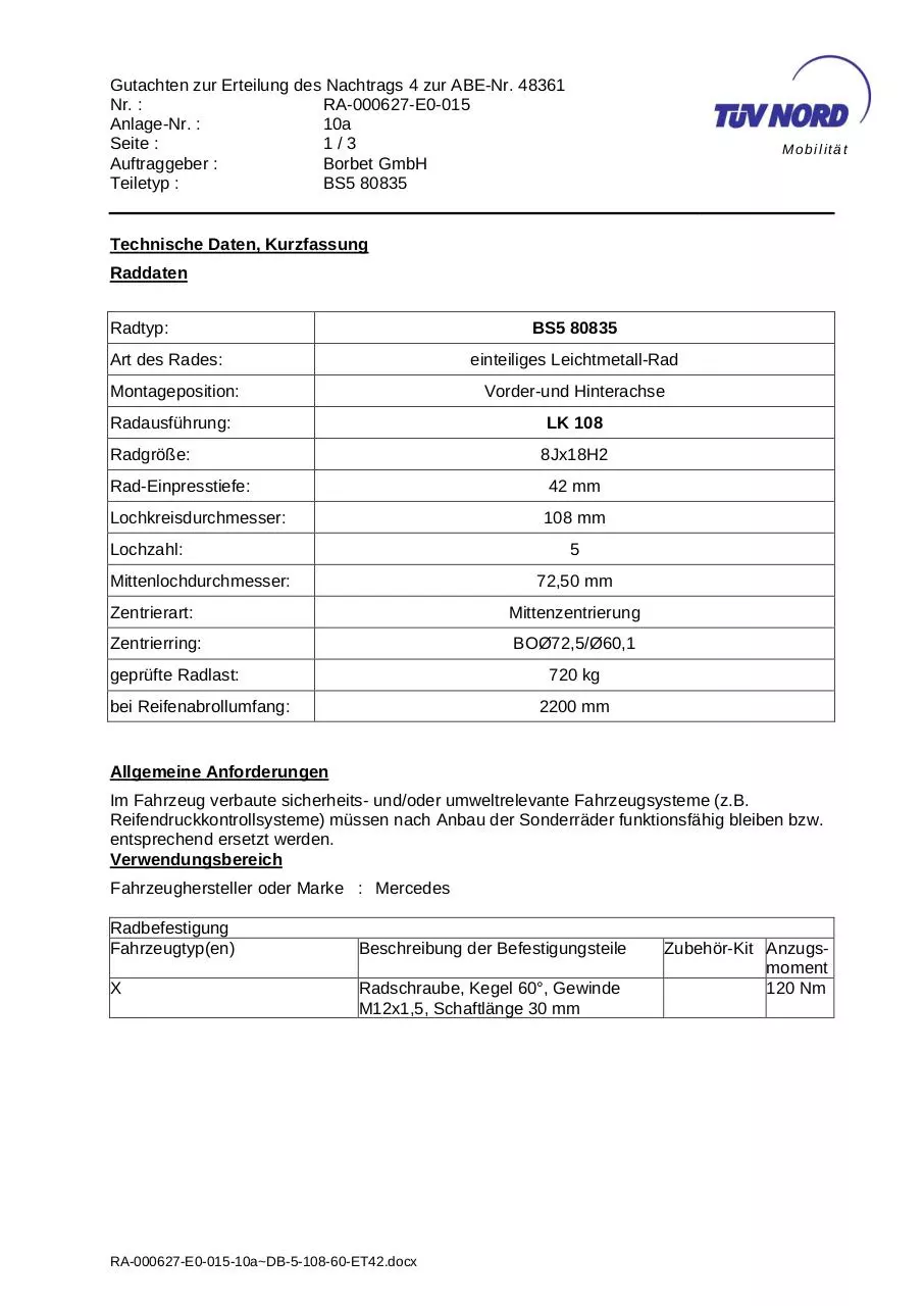 Page 1 of 3, RA 000627 E0 015 10A DB 5 108 60 ET42