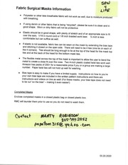 Page 2, Face Mask Pattern and Supplies