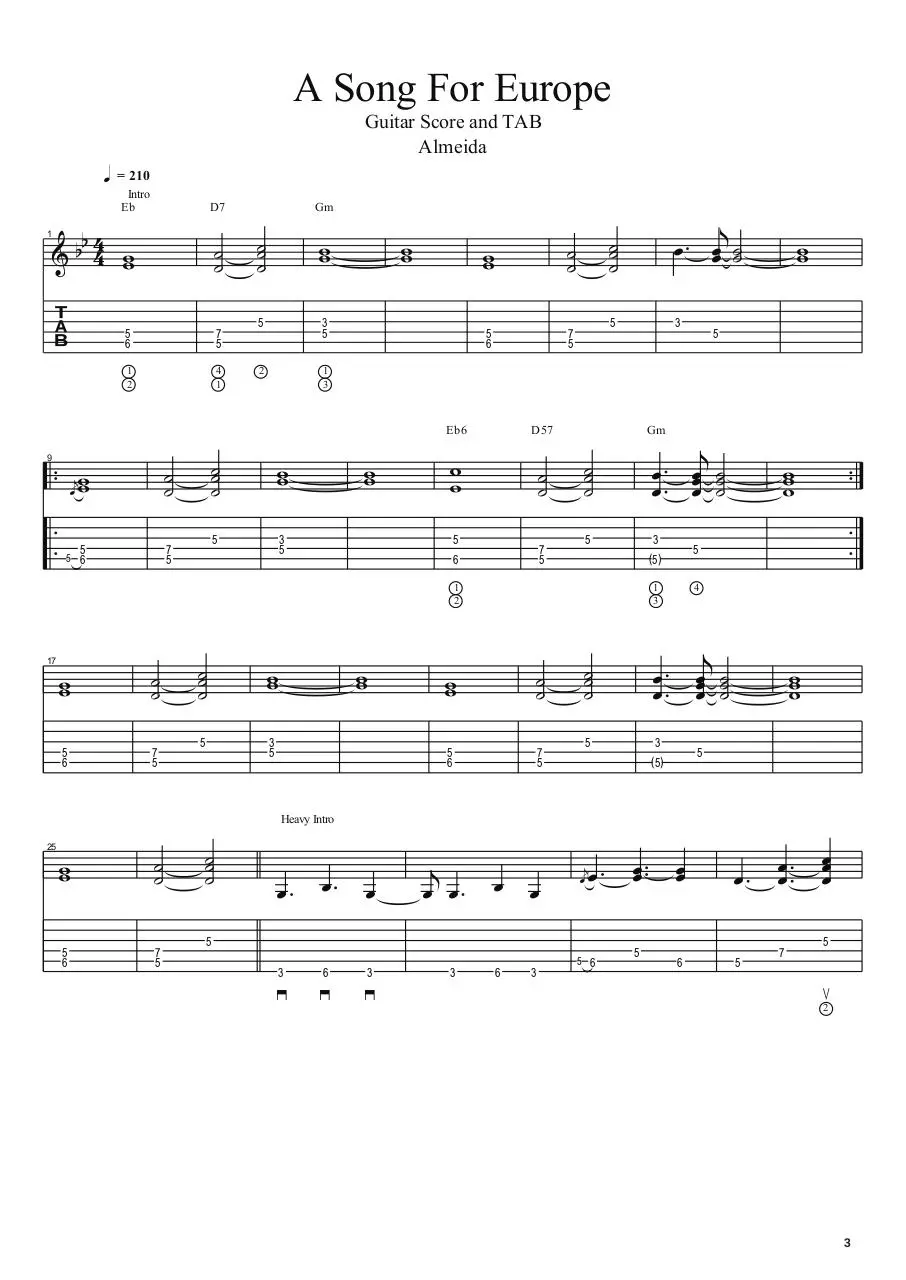 Page 3 of 10, A Song For Europe Bass and Guitar TAB