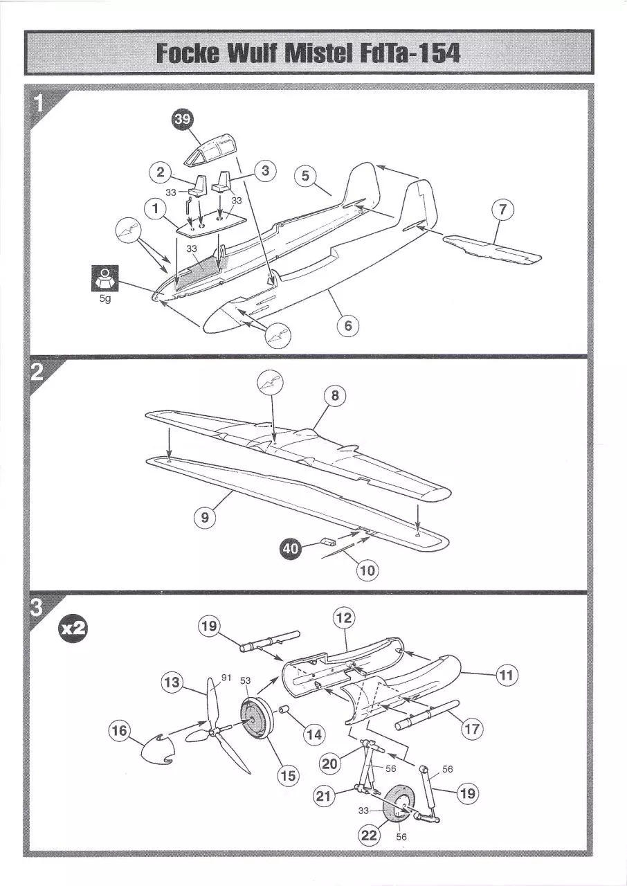 Page 3 of 9, Airfix 72 Focke Wulf Ta 154 Fw 190A Mistel (A05040)