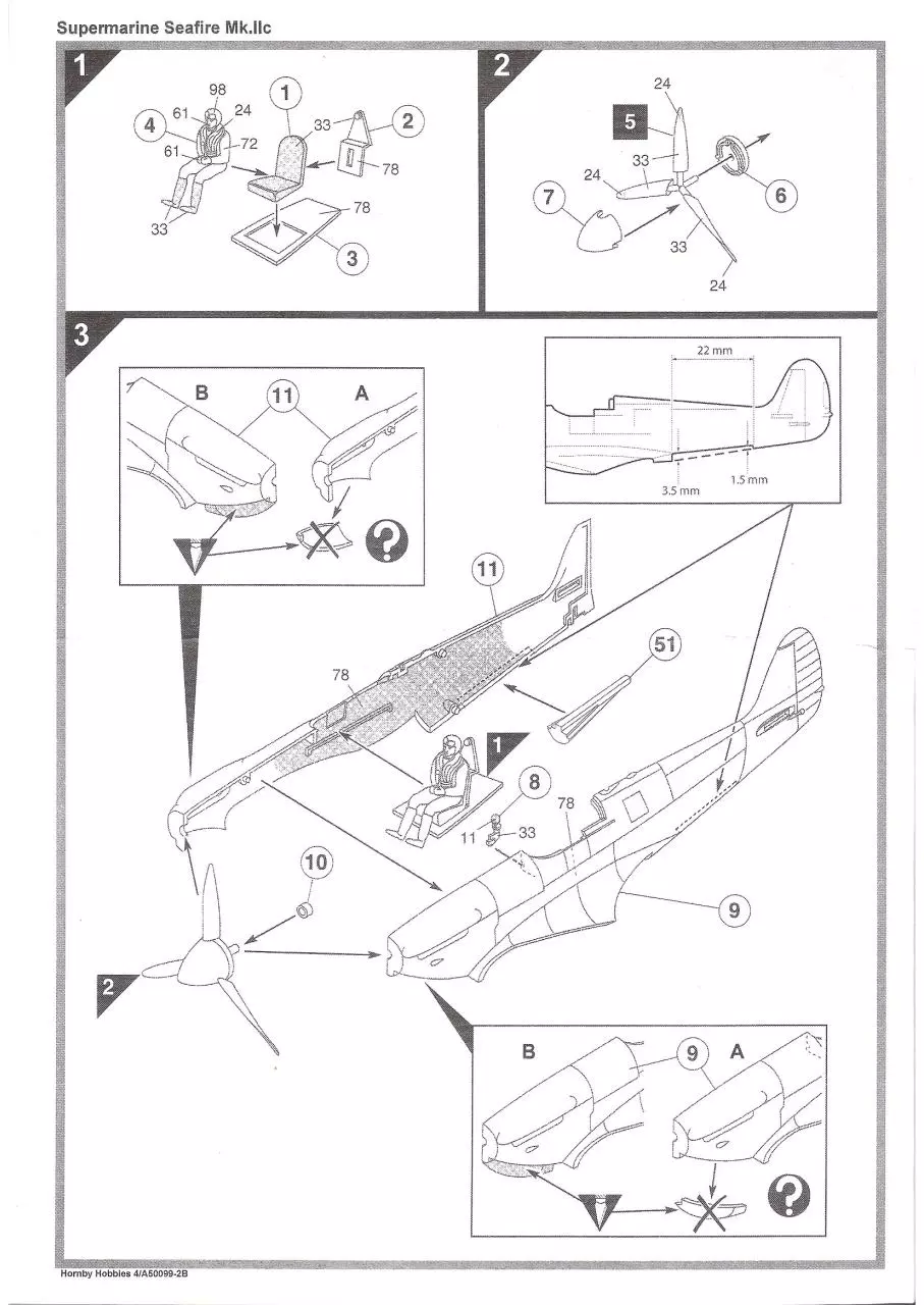 Page 3 of 8, Airfix 72 Supermarine Seafire Mk.IIc (A02035)